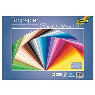 folia 6735/50 99 – mieszanka papieru kolorowego, ok. 35 x 50 cm, 130 g/m², 50 arkuszy posortowanych w 50 kolorach, do majsterkowania i kreatywnego tworzenia kart, obrazków na okno i do scrapbookingu folia 6735/50 99 – mieszanka papieru kolorowego, ok. 35 x 50 cm, 130 g/m², 50 arkuszy posortowanych w 50 kolorach, do majsterkowania i kreatywnego tworzenia kart, obrazków na okno i do scrapbookingu