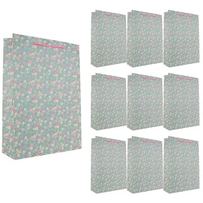 Idena 90232 Torebki prezentowe w kwiaty, 10 sztuk, torebki prezentowe w rozmiarze 25 x 34,5 x 8,5 cm, zielone torebki papierowe w kolorowe kwiaty Idena 90232 Torebki prezentowe w kwiaty, 10 sztuk, torebki prezentowe w rozmiarze 25 x 34,5 x 8,5 cm, zielone torebki papierowe w kolorowe kwiaty