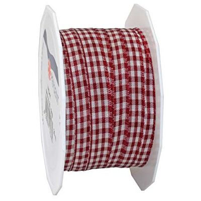 PRÄSENT VICHY wstążka do prezentów bordowa/créme rolka 20 m 10 mm PRÄSENT VICHY wstążka do prezentów bordowa/créme rolka 20 m 10 mm