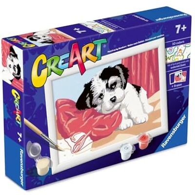 Ravensburger Seria CreArt E: Czuły szczeniak, malowanie po numerach, zestaw do malowania dla dzieci, ramka w zestawie, gra edukacyjna i kreatywna, pomysł na prezent dla dzieci 7 lat, 13 x 18 cm Ravensburger Seria CreArt E: Czuły szczeniak, malowanie po numerach, zestaw do malowania dla dzieci, ramka w zestawie, gra edukacyjna i kreatywna, pomysł na prezent dla dzieci 7 lat, 13 x 18 cm