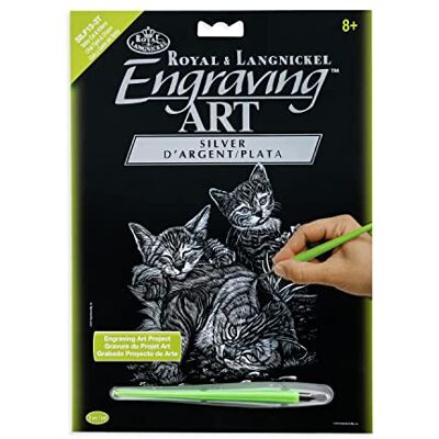 Royal & Langnickel srebrny grawerunek sztuka rozmiar A4 tabby kot i kocięta zaprojektowany zestaw malarski Royal & Langnickel srebrny grawerunek sztuka rozmiar A4 tabby kot i kocięta zaprojektowany zestaw malarski