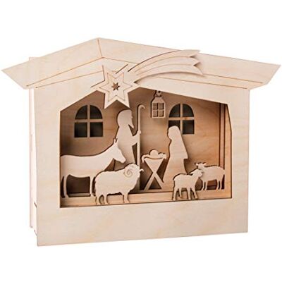 Rayher 62889505 drewniana rama z motywem 3D, FSCMixCred, naturalna, 24 x 24 x 6,3 cm, szopka, 13-częściowy, pudełko 1 zestaw Rayher 62889505 drewniana rama z motywem 3D, FSCMixCred, naturalna, 24 x 24 x 6,3 cm, szopka, 13-częściowy, pudełko 1 zestaw
