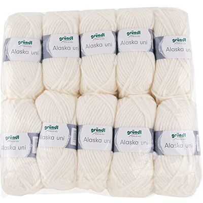 Gründl 3350-13 Alaska Uni, opakowanie ekonomiczne 10 kłębków po 100 G przędza do robienia na drutach, 80% poliakryl, 20% wełna, ecru, 40 x 37 x 11 cm Gründl 3350-13 Alaska Uni, opakowanie ekonomiczne 10 kłębków po 100 G przędza do robienia na drutach, 80% poliakryl, 20% wełna, ecru, 40 x 37 x 11 cm