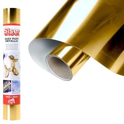 SISER Easy Puff Metallic termotransferowy złoty winyl 50 x 30 cm, efekt termowinylowy 3D z metalicznym wykończeniem, kompatybilny z ploterem tnącym SISER Easy Puff Metallic termotransferowy złoty winyl 50 x 30 cm, efekt termowinylowy 3D z metalicznym wykończeniem, kompatybilny z ploterem tnącym