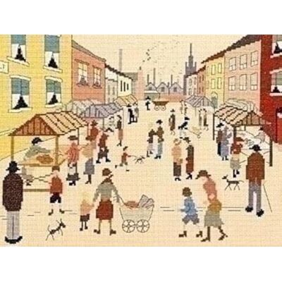 Bothy Threads Zestaw do haftu krzyżykowego "Piątkowy rynek", 33 x 26 cm, XLC13, wzór liczenia Bothy Threads Zestaw do haftu krzyżykowego "Piątkowy rynek", 33 x 26 cm, XLC13, wzór liczenia