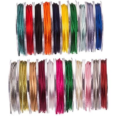 Super SR ®™ Pełna rolka 3 mm satynowy jedwabny sznurek grzechotkowy, 20 metrów na rolce biały Super SR ®™ Pełna rolka 3 mm satynowy jedwabny sznurek grzechotkowy, 20 metrów na rolce biały