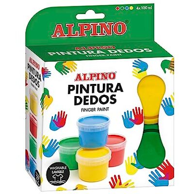Alpino Karton z 4 kolorami farby do palców po 100 ml. Jasne kolory, idealne do rozwoju ostatecznych zdolności psychomotorycznych dziecka. Alpino Karton z 4 kolorami farby do palców po 100 ml. Jasne kolory, idealne do rozwoju ostatecznych zdolności psychomotorycznych dziecka.