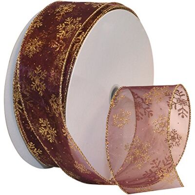 Morex 7405,60/50-619 płatek śniegu 6,3 cm x 50 m nylonowa przezroczysta przewodowa brokatowa wstążka, bordowa/złota, materiały plastyczne do dekoracji świątecznych, wewnętrzna świąteczna Morex 7405,60/50-619 płatek śniegu 6,3 cm x 50 m nylonowa przezroczysta przewodowa brokatowa wstążka, bordowa/złota, materiały plastyczne do dekoracji świątecznych, wewnętrzna świąteczna