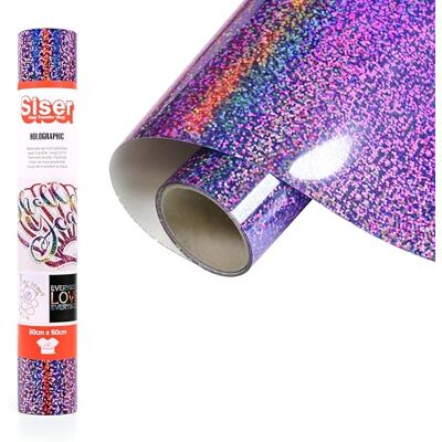 SISER Holographic Violet, 30 cm x 0,5 m, termotransferowy holograficzny winyl do personalizacji tkanin, odzieży i akcesoriów, kreatywnych hobby, łatwy do cięcia SISER Holographic Violet, 30 cm x 0,5 m, termotransferowy holograficzny winyl do personalizacji tkanin, odzieży i akcesoriów, kreatywnych hobby, łatwy do cięcia