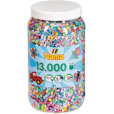 Hama Perlen 211-50 z ok. 13 000 koralików midi o srednicy 5 mm w pastelowej mieszance, kreatywna zabawa dla dzieci i mlodziezy Hama Perlen 211-50 z ok. 13 000 koralików midi o srednicy 5 mm w pastelowej mieszance, kreatywna zabawa dla dzieci i mlodziezy