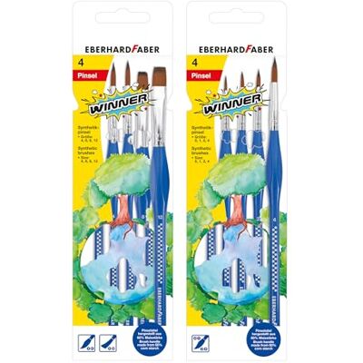 Eberhard Faber 599067 pędzle syntetyczne Winner, 8-częściowy zestaw pędzli szkolnych z pędzlem okrągłym i płaskim, ergonomiczna rączka Eberhard Faber 599067 pędzle syntetyczne Winner, 8-częściowy zestaw pędzli szkolnych z pędzlem okrągłym i płaskim, ergonomiczna rączka