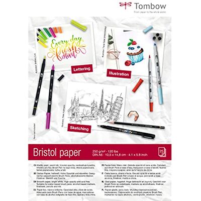 Tombow Blok rysunkowy Bristol A6 (14,8 x 10,5 cm), 250 g/m², 25 arkuszy Tombow Blok rysunkowy Bristol A6 (14,8 x 10,5 cm), 250 g/m², 25 arkuszy