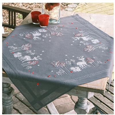 Vervaco Haft Krzyżykowy z Nadrukiem Zestaw do Haftu Obrusu LEŚNE ZWIERZĘTA ZIMĄ Zestaw Kreatywny dla Dorosłych 80 x 80 cm DIY Dekoracja Stołu ze Zmywalnym Wzorem Cross Stitch Kit Vervaco Haft Krzyżykowy z Nadrukiem Zestaw do Haftu Obrusu LEŚNE ZWIERZĘTA ZIMĄ Zestaw Kreatywny dla Dorosłych 80 x 80 cm DIY Dekoracja Stołu ze Zmywalnym Wzorem Cross Stitch Kit