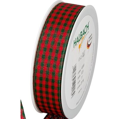 Halbach Vicky taśma w kratkę 25 mm x 25 m, kolor: czerwone wino Halbach Vicky taśma w kratkę 25 mm x 25 m, kolor: czerwone wino
