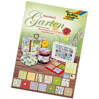 folia 47149 – blok z motywem ogrodu, 24 x 34 cm, 26 arkuszy, sortowane, 13 x karton z motywem 270 g/m² i 13 x papier z motywami 80 g/m², do różnorodnych prac ręcznych folia 47149 – blok z motywem ogrodu, 24 x 34 cm, 26 arkuszy, sortowane, 13 x karton z motywem 270 g/m² i 13 x papier z motywami 80 g/m², do różnorodnych prac ręcznych