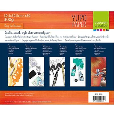 Creative 2920-0012 Florence Yupo papier syntetyczny 300 g/m², biały, kwadratowy, 30,5 x 30,5 cm, 50 sztuk do malowania, rysowania i wielu innych, 30,5 x 30,5 cm Creative 2920-0012 Florence Yupo papier syntetyczny 300 g/m², biały, kwadratowy, 30,5 x 30,5 cm, 50 sztuk do malowania, rysowania i wielu innych, 30,5 x 30,5 cm