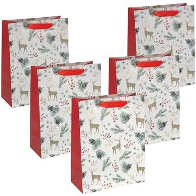 Sigel GT121 duże torebki na prezenty premium z papieru, zestaw 5 sztuk, 26 x 33 cm, białe, złote, czerwone, papierowe torebki prezentowe na Boże Narodzenie Sigel GT121 duże torebki na prezenty premium z papieru, zestaw 5 sztuk, 26 x 33 cm, białe, złote, czerwone, papierowe torebki prezentowe na Boże Narodzenie