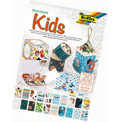 folia 48949 Blok z motywem Kids, 270 g/m², ok. 24 x 34 cm, 20 arkuszy posortowanych w 20 różnych motywach do majsterkowania i kreatywnego tworzenia kart, obrazów okiennych i do scrapbookingu folia 48949 Blok z motywem Kids, 270 g/m², ok. 24 x 34 cm, 20 arkuszy posortowanych w 20 różnych motywach do majsterkowania i kreatywnego tworzenia kart, obrazów okiennych i do scrapbookingu