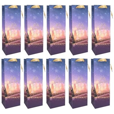 Idena 30493-10 Torebki na butelki Wesołych Świąt, 10 sztuk, torebki na prezenty w rozmiarze 12 x 36 x 9 cm, papierowe torebki na Boże Narodzenie Idena 30493-10 Torebki na butelki Wesołych Świąt, 10 sztuk, torebki na prezenty w rozmiarze 12 x 36 x 9 cm, papierowe torebki na Boże Narodzenie