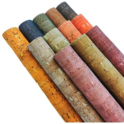 SorenCut 12 szt. kolorowych arkuszy z korka, sztuczna skóra z korka, 20 cm x 30 cm, miękka wstążka z korka do szycia woreczków, monet, torebek, portfeli, notebooków i innych rzemiosł DIY SorenCut 12 szt. kolorowych arkuszy z korka, sztuczna skóra z korka, 20 cm x 30 cm, miękka wstążka z korka do szycia woreczków, monet, torebek, portfeli, notebooków i innych rzemiosł DIY