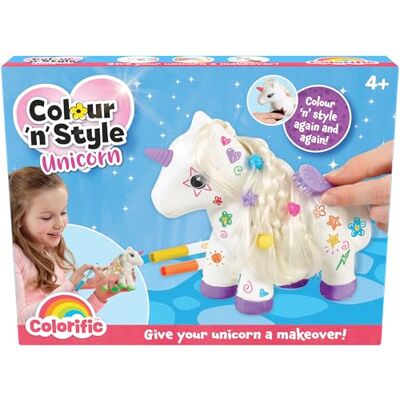 Colorific Jednorożec w stylu Colour w stylu jednorożca do dekoracji i personalizacji, wielokrotnego użytku, 5 wymazywalnych markerów + koraliki do przypinania + szczotka + ściereczka od 4 lat Colorific Jednorożec w stylu Colour w stylu jednorożca do dekoracji i personalizacji, wielokrotnego użytku, 5 wymazywalnych markerów + koraliki do przypinania + szczotka + ściereczka od 4 lat