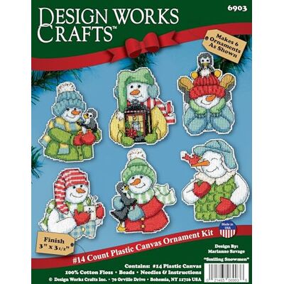 Design Works Crafts Design Works Rzemiosło uśmiechnięte bałwanki liczone haft krzyżykowy zestaw ozdób zestaw/6 Design Works Crafts Design Works Rzemiosło uśmiechnięte bałwanki liczone haft krzyżykowy zestaw ozdób zestaw/6