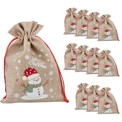 Idena 90416 – woreczek ok. 15 x 22 cm, 12 sztuk, woreczki z motywem bałwanka, świąteczny woreczek z czerwonym sznurkiem, woreczki na prezenty na Boże Narodzenie Idena 90416 – woreczek ok. 15 x 22 cm, 12 sztuk, woreczki z motywem bałwanka, świąteczny woreczek z czerwonym sznurkiem, woreczki na prezenty na Boże Narodzenie