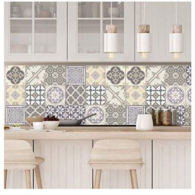 Ambiance Sticker Samoprzylepna dekoracyjna naklejka ścienna na płytki cementowe do łazienki i kuchni Champêtre – zestaw 9 naklejek 20 x 20 cm Ambiance Sticker Samoprzylepna dekoracyjna naklejka ścienna na płytki cementowe do łazienki i kuchni Champêtre – zestaw 9 naklejek 20 x 20 cm