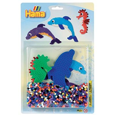 Hama Perlen 4058 zestaw upominkowy morze z ok. 1100 kolorowymi koralikami do prasowania Midi o średnicy 5 mm, 2 płyty, w tym papier do prasowania, kreatywna zabawa dla dużych i małych Hama Perlen 4058 zestaw upominkowy morze z ok. 1100 kolorowymi koralikami do prasowania Midi o średnicy 5 mm, 2 płyty, w tym papier do prasowania, kreatywna zabawa dla dużych i małych