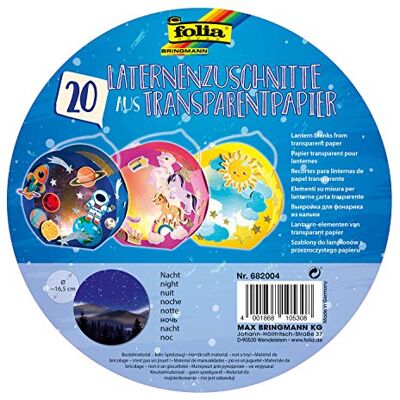 folia 682004 – wycinane latarnie nocne, z przezroczystego papieru 115 g/m² do okrągłych lampionów, Ø 16,8 cm, 20 sztuk, do majsterkowania indywidualnych latarni folia 682004 – wycinane latarnie nocne, z przezroczystego papieru 115 g/m² do okrągłych lampionów, Ø 16,8 cm, 20 sztuk, do majsterkowania indywidualnych latarni