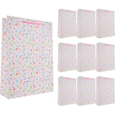 Idena 90238 Torebki prezentowe w kwiaty, 10 sztuk, torebki prezentowe w rozmiarze 25 x 34,5 x 8,5 cm, różowe torebki papierowe w kolorowe kwiaty Idena 90238 Torebki prezentowe w kwiaty, 10 sztuk, torebki prezentowe w rozmiarze 25 x 34,5 x 8,5 cm, różowe torebki papierowe w kolorowe kwiaty