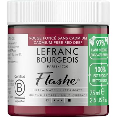 Lefranc Bourgeois 301979 Flashe Bio Based farba akrylowaGłęboka czerwień bez kadmu,75 ml, przyjazny dla środowiska, kremowy, szybkoschnący, odporny na działanie światła, wodoodporny, kryjący i matowy Lefranc Bourgeois 301979 Flashe Bio Based farba akrylowaGłęboka czerwień bez kadmu,75 ml, przyjazny dla środowiska, kremowy, szybkoschnący, odporny na działanie światła, wodoodporny, kryjący i matowy