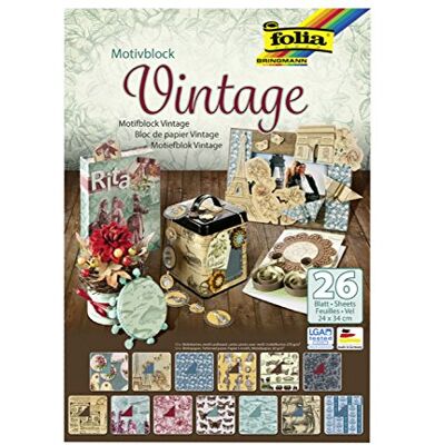 folia 47549 – blok z motywem vintage, 24 x 34 cm, 26 arkuszy – podstawa do różnorodnych prac ręcznych i pomysłów folia 47549 – blok z motywem vintage, 24 x 34 cm, 26 arkuszy – podstawa do różnorodnych prac ręcznych i pomysłów