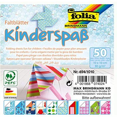 folia 494/1010 – kartki składane z zabawą dla dzieci, 10 x 10 cm, 80 g/m², 50 arkuszy posortowanych z 10 motywami – idealne do pięknych figurek i kształtów składanych folia 494/1010 – kartki składane z zabawą dla dzieci, 10 x 10 cm, 80 g/m², 50 arkuszy posortowanych z 10 motywami – idealne do pięknych figurek i kształtów składanych