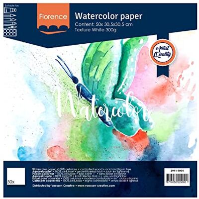 Creative Papier akwarelowy Florence 12 x 12, biały, 300 g/m², jakość klasy artystycznej, powierzchnia teksturowana, 50 arkuszy do malowania, rękodzieła, projektów artystycznych i nie tylko Creative Papier akwarelowy Florence 12 x 12, biały, 300 g/m², jakość klasy artystycznej, powierzchnia teksturowana, 50 arkuszy do malowania, rękodzieła, projektów artystycznych i nie tylko