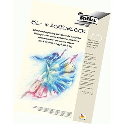 folia 8364 – blok do malowania olejnego i akrylowego, 290 g/m², DIN A4, 10 arkuszy – wysokiej jakości papier odpowiedni do farb akrylowych, kredek olejnych i pastelowych folia 8364 – blok do malowania olejnego i akrylowego, 290 g/m², DIN A4, 10 arkuszy – wysokiej jakości papier odpowiedni do farb akrylowych, kredek olejnych i pastelowych