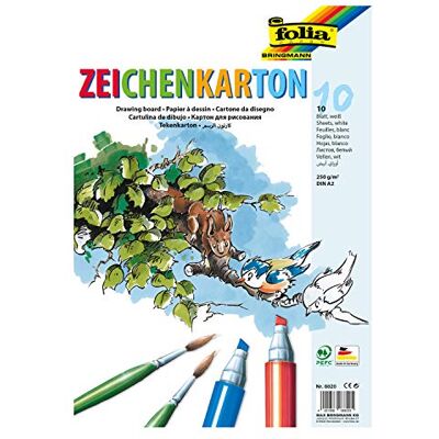 folia 8820 – karton do rysowania, 250 g/m², DIN A2, 10 arkuszy, biały – papier rysunkowy do różnorodnych kreatywnych pomysłów folia 8820 – karton do rysowania, 250 g/m², DIN A2, 10 arkuszy, biały – papier rysunkowy do różnorodnych kreatywnych pomysłów