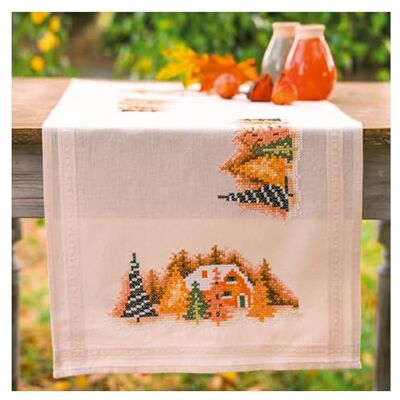 Vervaco Haft Krzyżykowy z Nadrukiem Zestaw do Haftu Bieżnika ZIMOWA WIOSKA Zestaw Kreatywny dla Dorosłych ca. 40 x 100 cm DIY Dekoracja Stołu ze Zmywalnym Wzorem Cross Stitch Kit Vervaco Haft Krzyżykowy z Nadrukiem Zestaw do Haftu Bieżnika ZIMOWA WIOSKA Zestaw Kreatywny dla Dorosłych ca. 40 x 100 cm DIY Dekoracja Stołu ze Zmywalnym Wzorem Cross Stitch Kit