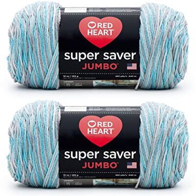 Red Heart Super Saver Jumbo przędza w kolorze Icelandic, 2 opakowania 283 g/10 oz, akryl, 4 średnie (czesanka), 441 m, dziewiarstwo/szydełkowanie Red Heart Super Saver Jumbo przędza w kolorze Icelandic, 2 opakowania 283 g/10 oz, akryl, 4 średnie (czesanka), 441 m, dziewiarstwo/szydełkowanie