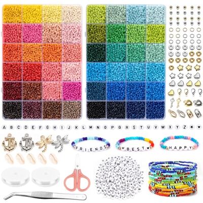 Noa Home Deco 16000+ koraliki do bransoletki, zestaw kolorów 3 mm, 300 koralików listów z elastycznym sznurkiem i nożyczkami dla dorosłych dzieci Boże Narodzenie tworzenie biżuterii bransoletki Noa Home Deco 16000+ koraliki do bransoletki, zestaw kolorów 3 mm, 300 koralików listów z elastycznym sznurkiem i nożyczkami dla dorosłych dzieci Boże Narodzenie tworzenie biżuterii bransoletki