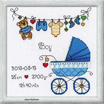 Riolis zestaw do haftowania, motyw It's a Boy, ?cieg krzy?ykowy, ró?ne kolory Riolis zestaw do haftowania, motyw It's a Boy, ?cieg krzy?ykowy, ró?ne kolory