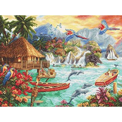LUCAS LetiStitch Zestaw do haftowania ściegu krzyżykowego LETI925 Island Life LUCAS LetiStitch Zestaw do haftowania ściegu krzyżykowego LETI925 Island Life