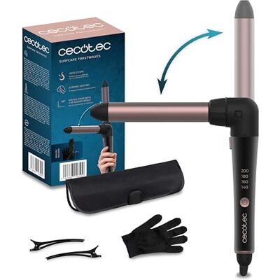 Cecotec SurfCare 3200 TwistWaves lokówka do włosów, 60 W, głowica o średnicy 32 mm, łokieć 90°, komfort noszenia, regulowana temperatura, rękawica termiczna, etui i 2 klipsy, przewód obrotowy Cecotec SurfCare 3200 TwistWaves lokówka do włosów, 60 W, głowica o średnicy 32 mm, łokieć 90°, komfort noszenia, regulowana temperatura, rękawica termiczna, etui i 2 klipsy, przewód obrotowy