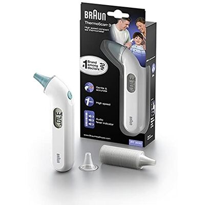 Braun ThermoScan 3 Ear thermometer (professional accuracy, audio fever indicator reliable, temperature screening, fever, fast, easy to use, hygienic, baby, adults) IRT3030 Braun ThermoScan 3 Ear thermometer (professional accuracy, audio fever indicator reliable, temperature screening, fever, fast, easy to use, hygienic, baby, adults) IRT3030