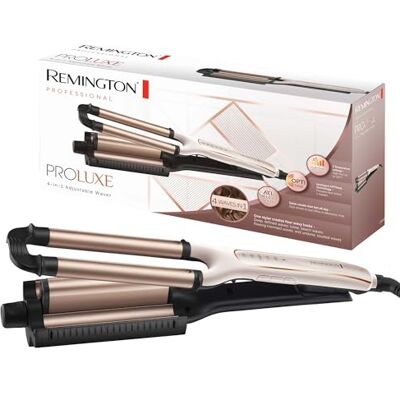 Remington falownica 4w1, inteligentna tech. OptiHeat utrwala fryzurę do 24h, 4 rodzaje fal, ceramiczna, regulacja do 210°C, szybkie nagrzewanie, zimne końcówki, moc 90W, kremowo-złota, PROluxe CI91AW Remington falownica 4w1, inteligentna tech. OptiHeat utrwala fryzurę do 24h, 4 rodzaje fal, ceramiczna, regulacja do 210°C, szybkie nagrzewanie, zimne końcówki, moc 90W, kremowo-złota, PROluxe CI91AW