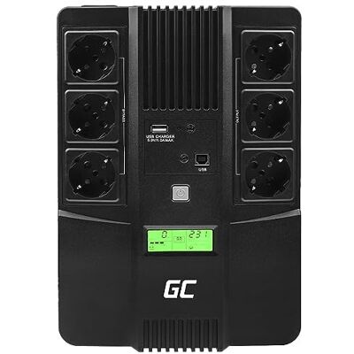 Green Cell Zasilacz Awaryjny UPS AiO 800VA 480W z wyświetlaczem LCD Line-Interactive AVR 230V 6x Schuko 600-999VA Green Cell Zasilacz Awaryjny UPS AiO 800VA 480W z wyświetlaczem LCD Line-Interactive AVR 230V 6x Schuko 600-999VA
