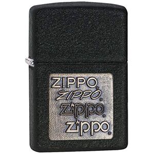 Zippo Zapalniczka z emblematem z mosiądzu - Czarna, 5,5x3,6x1,4 cm Zippo Zapalniczka z emblematem z mosiądzu - Czarna, 5,5x3,6x1,4 cm