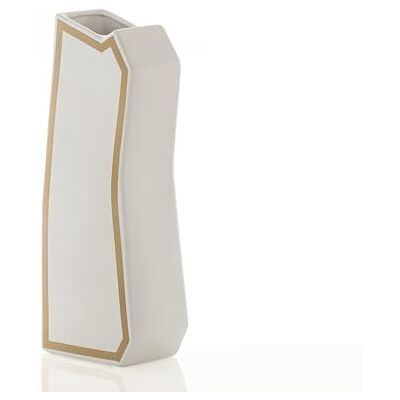 Tomasucci WINK DESIGN, Wazon LINEA-C GOLD Wazon ceramiczny biały matowy kolor złote detale 15 x 10 x 41 cm Tomasucci WINK DESIGN, Wazon LINEA-C GOLD Wazon ceramiczny biały matowy kolor złote detale 15 x 10 x 41 cm