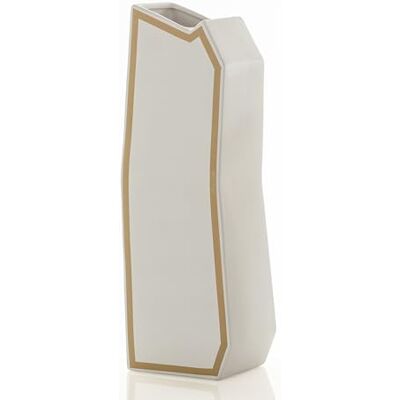 Tomasucci WINK DESIGN, Wazon LINEA-D GOLD Wazon ceramiczny biały matowy kolor złote detale 17 x 13 x 50 cm Tomasucci WINK DESIGN, Wazon LINEA-D GOLD Wazon ceramiczny biały matowy kolor złote detale 17 x 13 x 50 cm