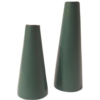 Pandecor Zestaw 2 x świecznik z drewna lakierowanego na zielono (d. 6,5 cm x wys. 14,5 cm d. 7 cm x wys. 20 cm Pandecor Zestaw 2 x świecznik z drewna lakierowanego na zielono (d. 6,5 cm x wys. 14,5 cm d. 7 cm x wys. 20 cm
